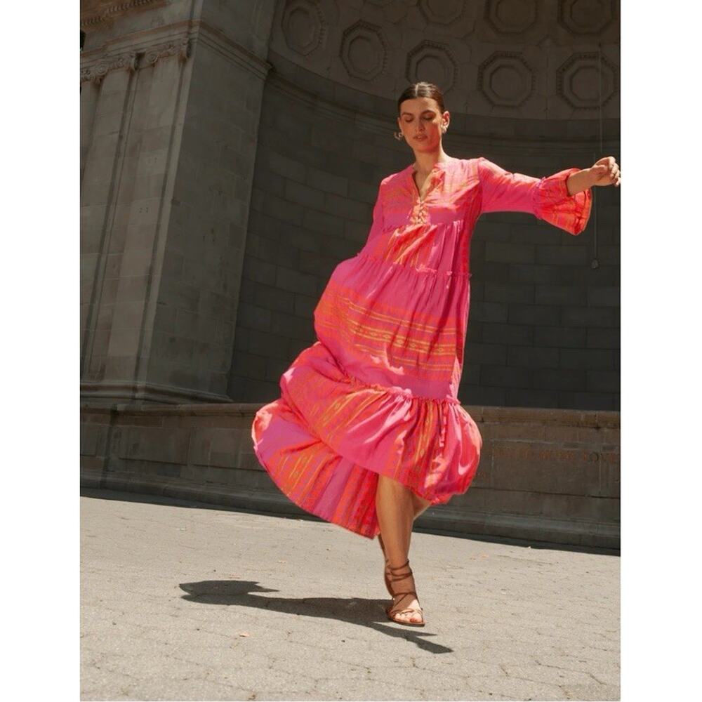 NWT’s Guadalupe Designs 100% Cotton Catalina Long Dress Fascia Small - Picture 3 of 9